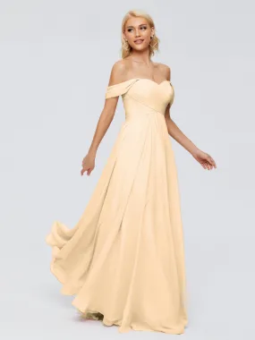 Peach Coloured Bridesmaid Dresses Trinity Gorgeous Off The Shoulder Long Chiffon Bridesmaid Dresses