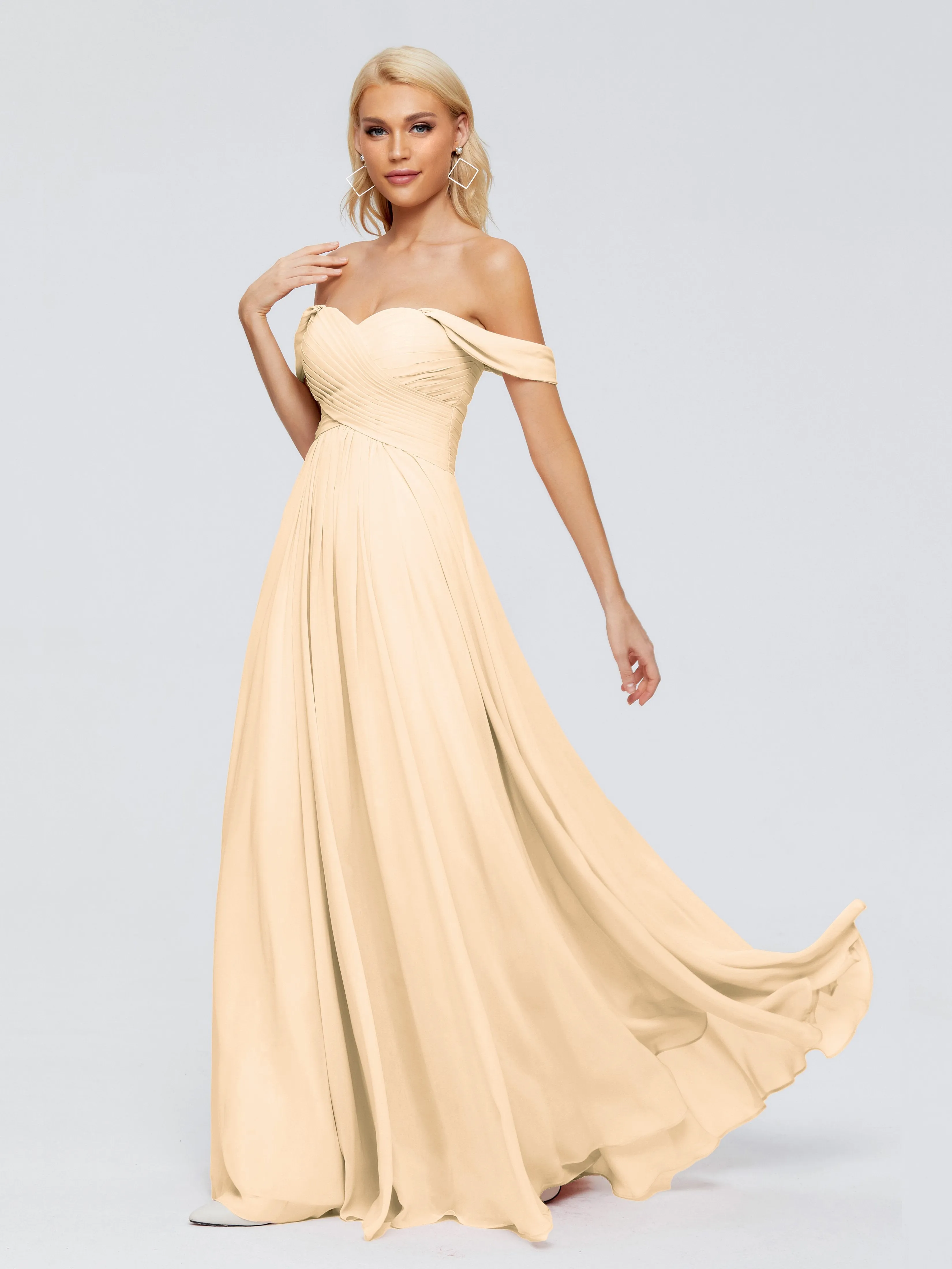 Peach Coloured Bridesmaid Dresses Trinity Gorgeous Off The Shoulder Long Chiffon Bridesmaid Dresses