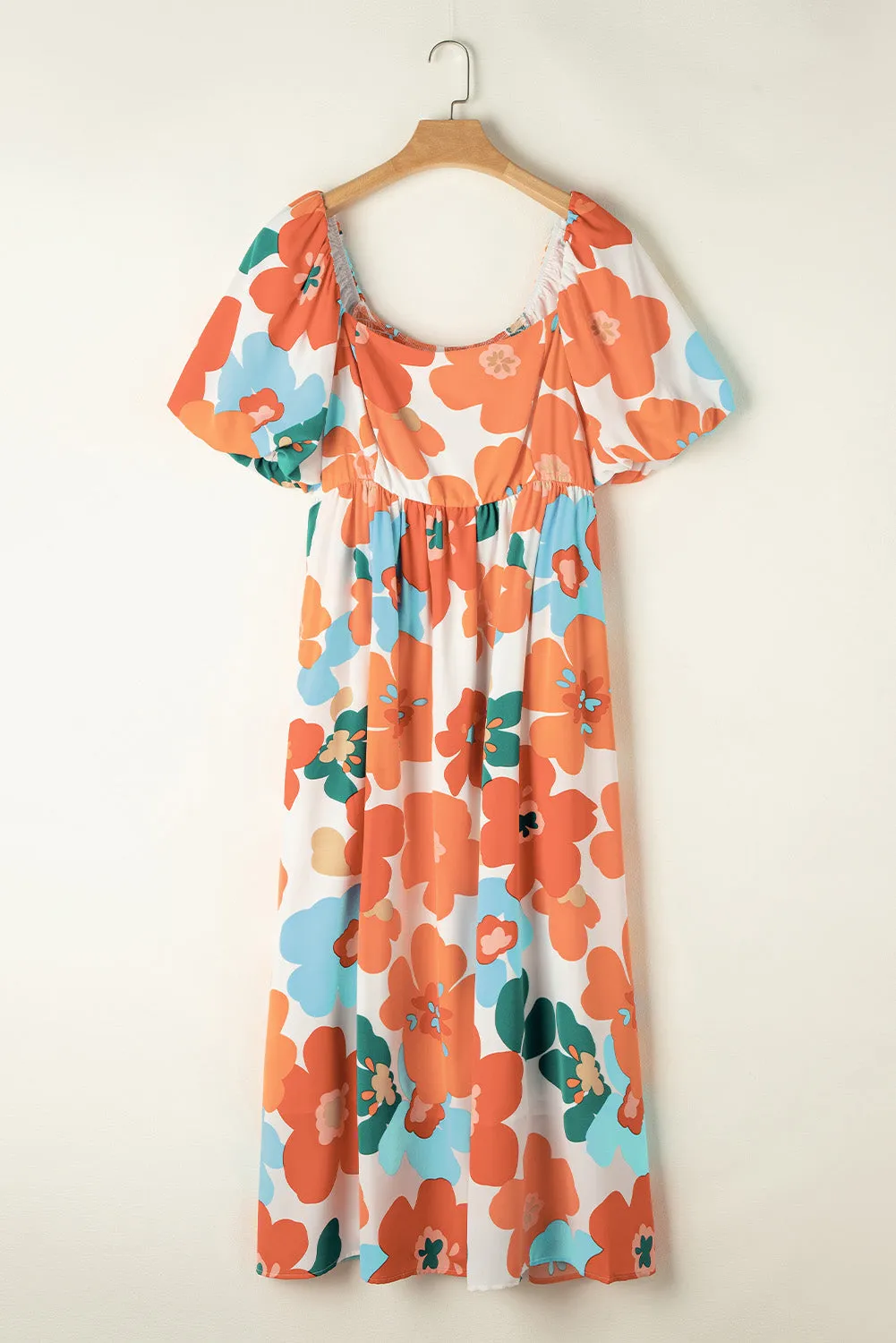 Plus Size Flower Shirred Maxi Dress