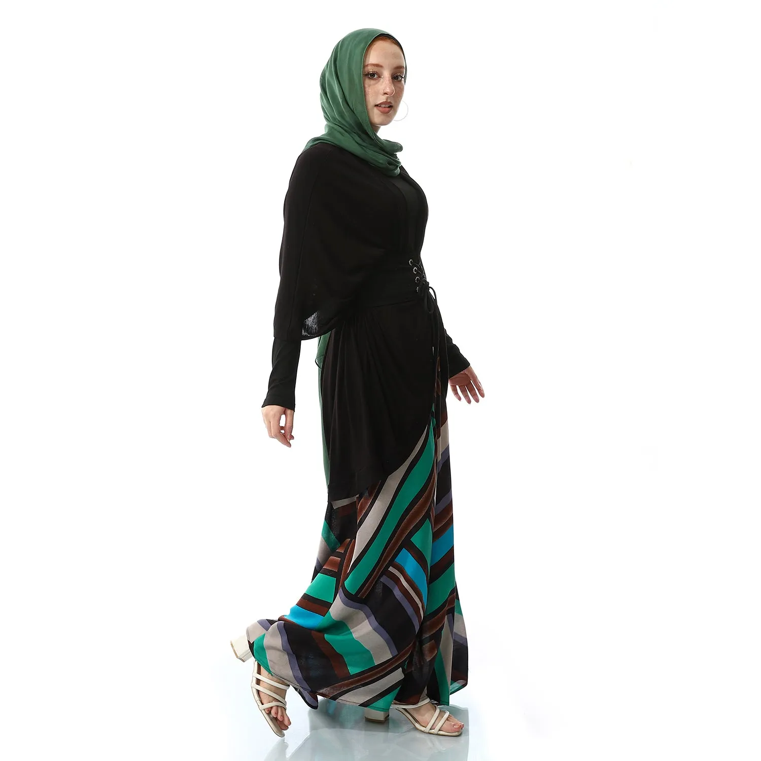 Printed Long Skirt - SS24MSCASKIRT3035-1-GREEN*BROWN