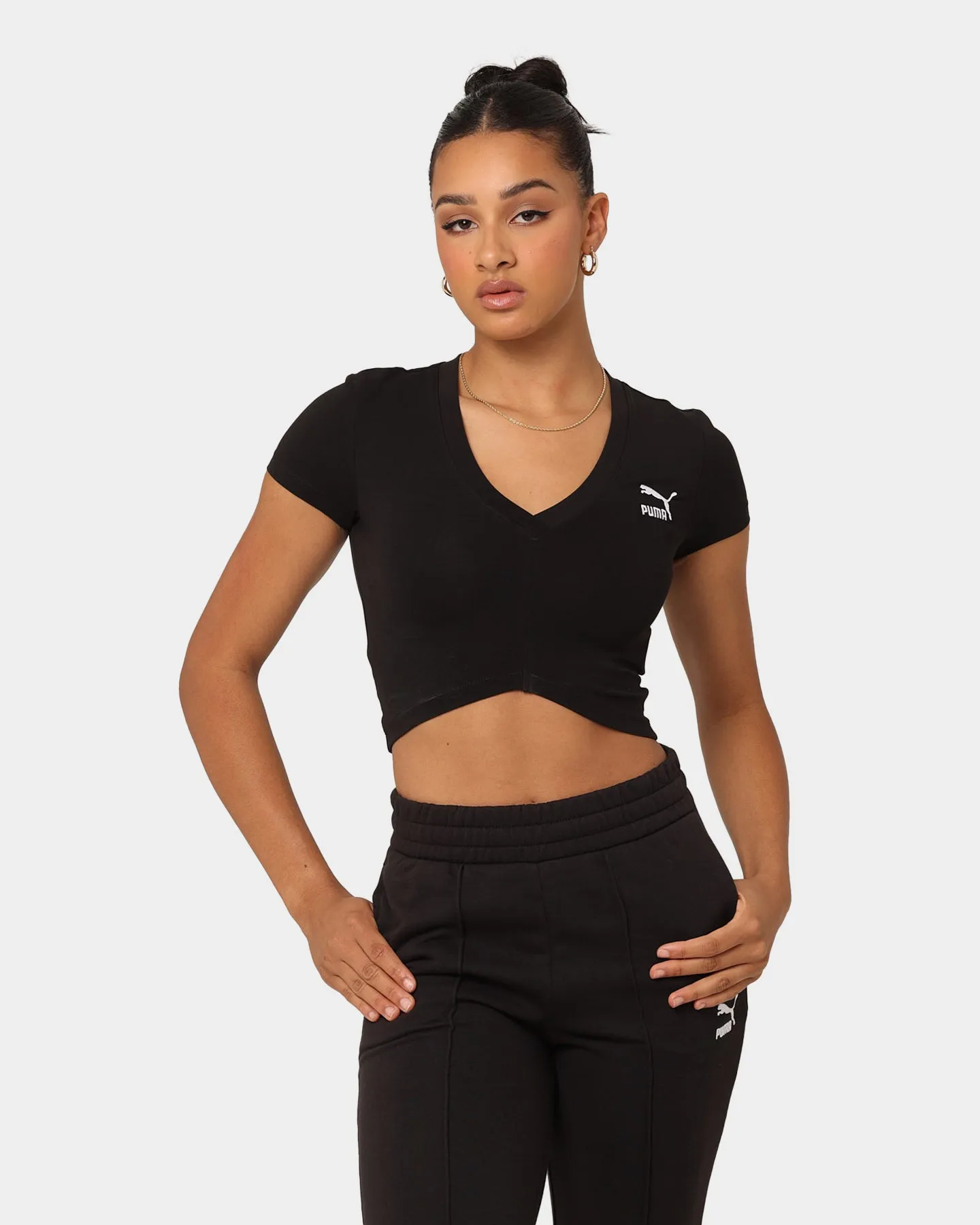 Puma Women's Classics Cropped Slim T-Shirt Puma Black