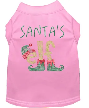 Santa's Elf Rhinestone Dog Shirt Light Pink Med (12)