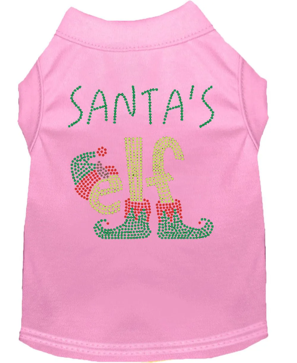 Santa's Elf Rhinestone Dog Shirt Light Pink Med (12)