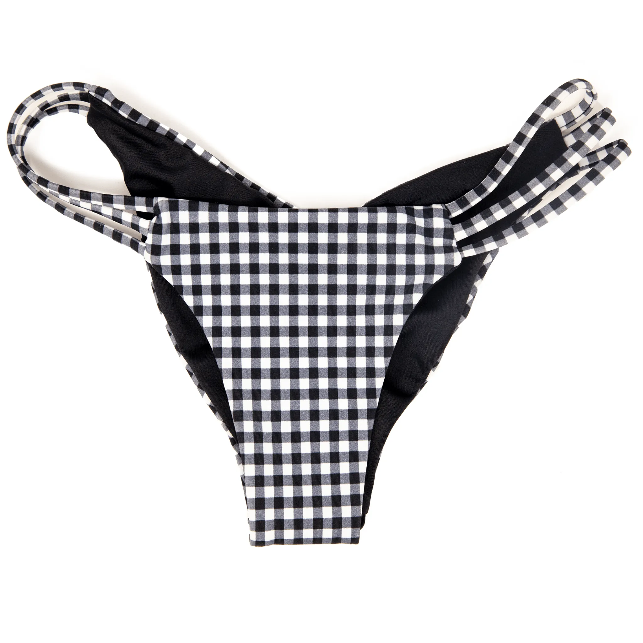 Seaweeds Black and White Gingham Strappy Modest Coverage Bottom