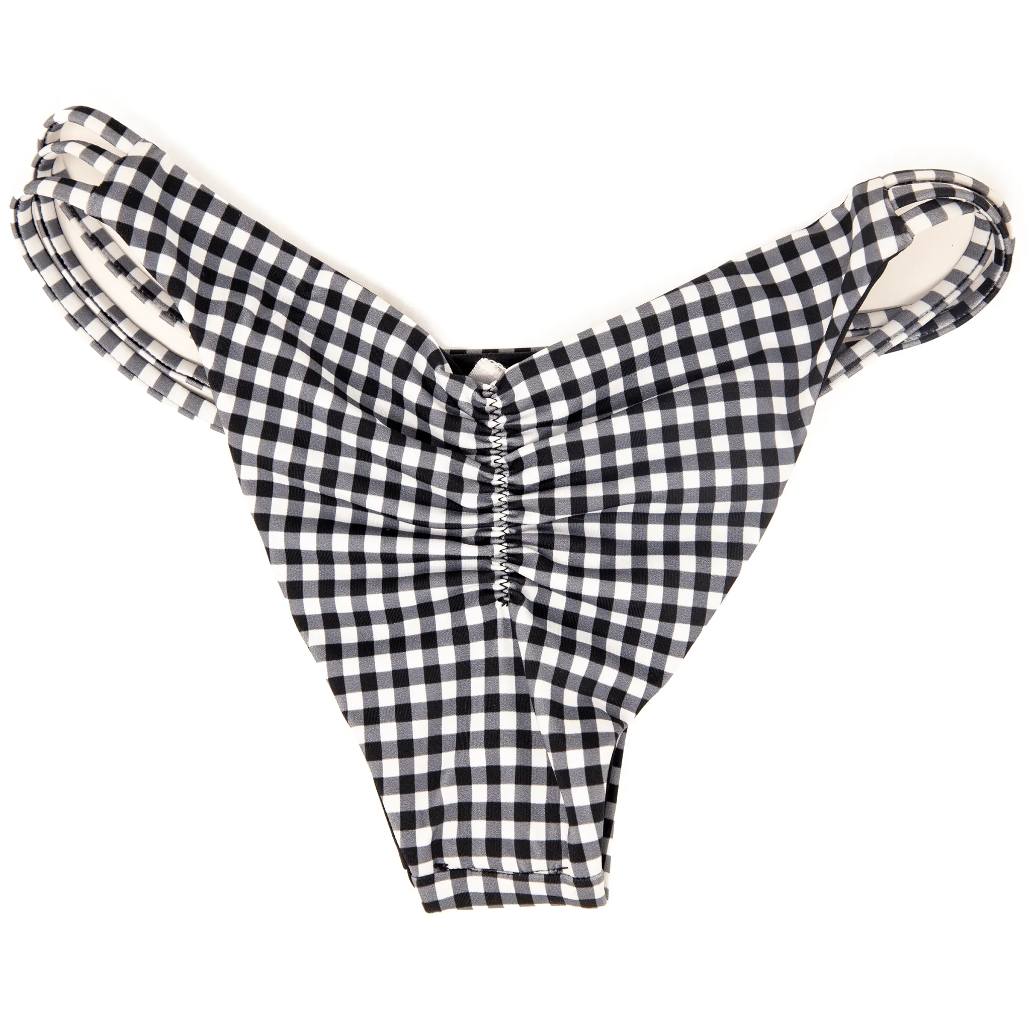 Seaweeds Black and White Gingham Strappy Modest Coverage Bottom