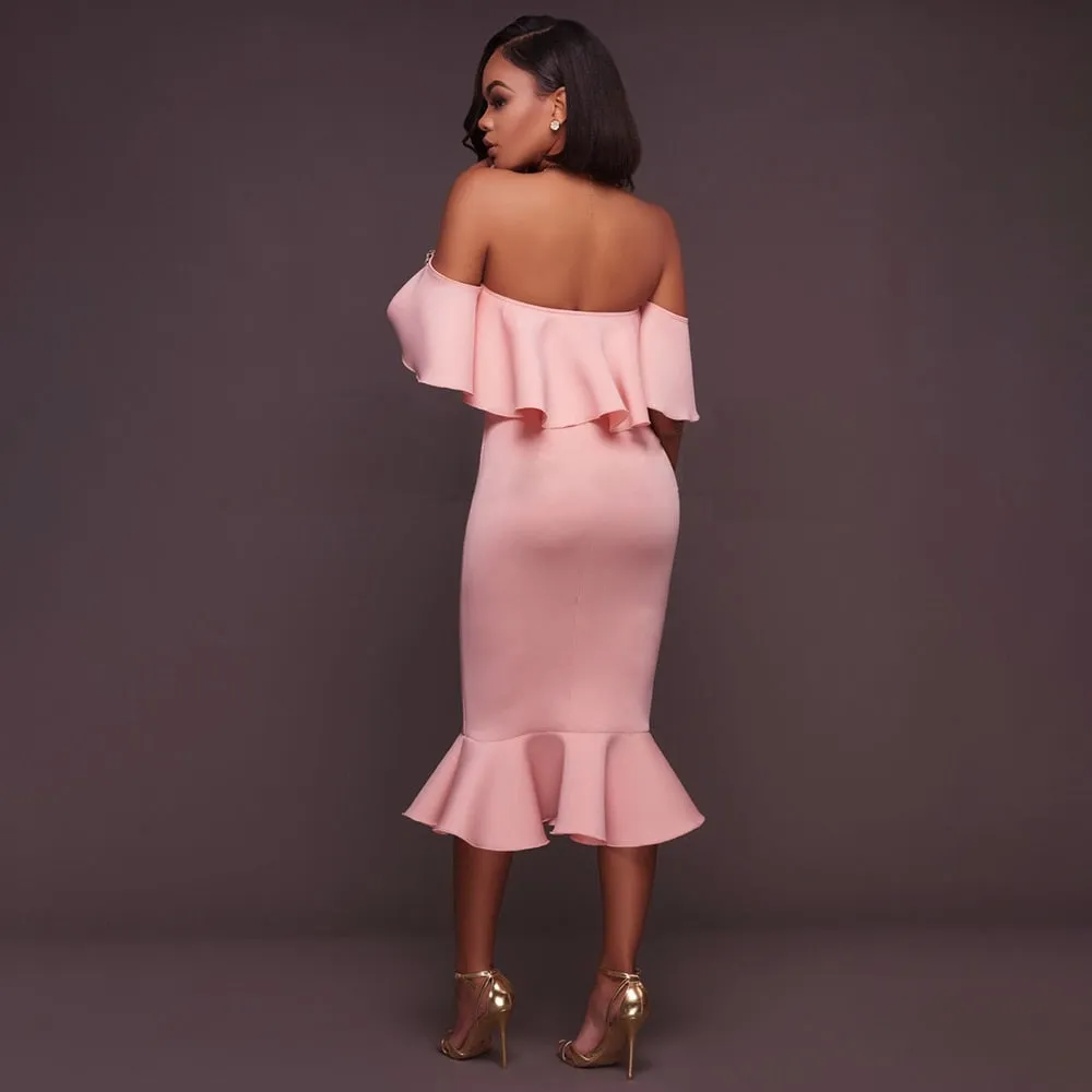 Sexy Off Shoulder Slash Neck Bodycon Dress