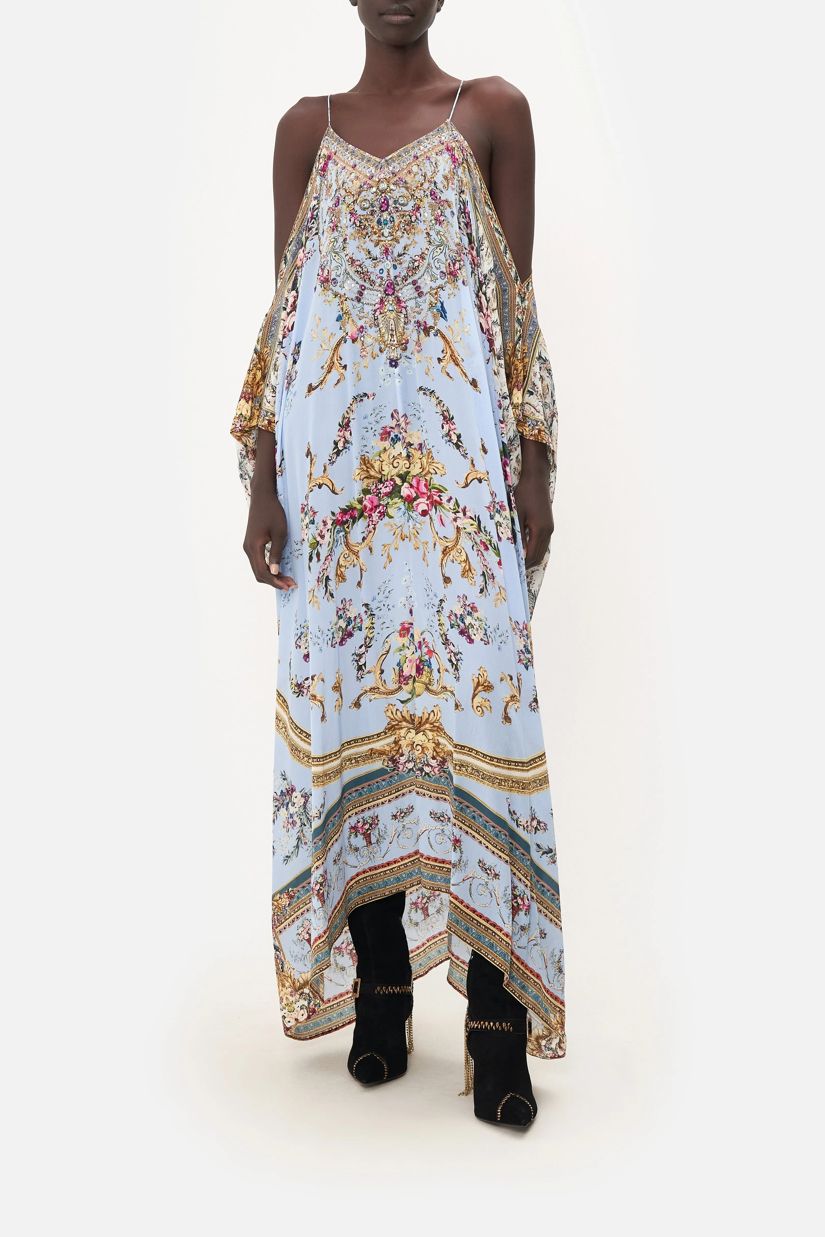 SHOESTRING STRAP KAFTAN FLORAFUL