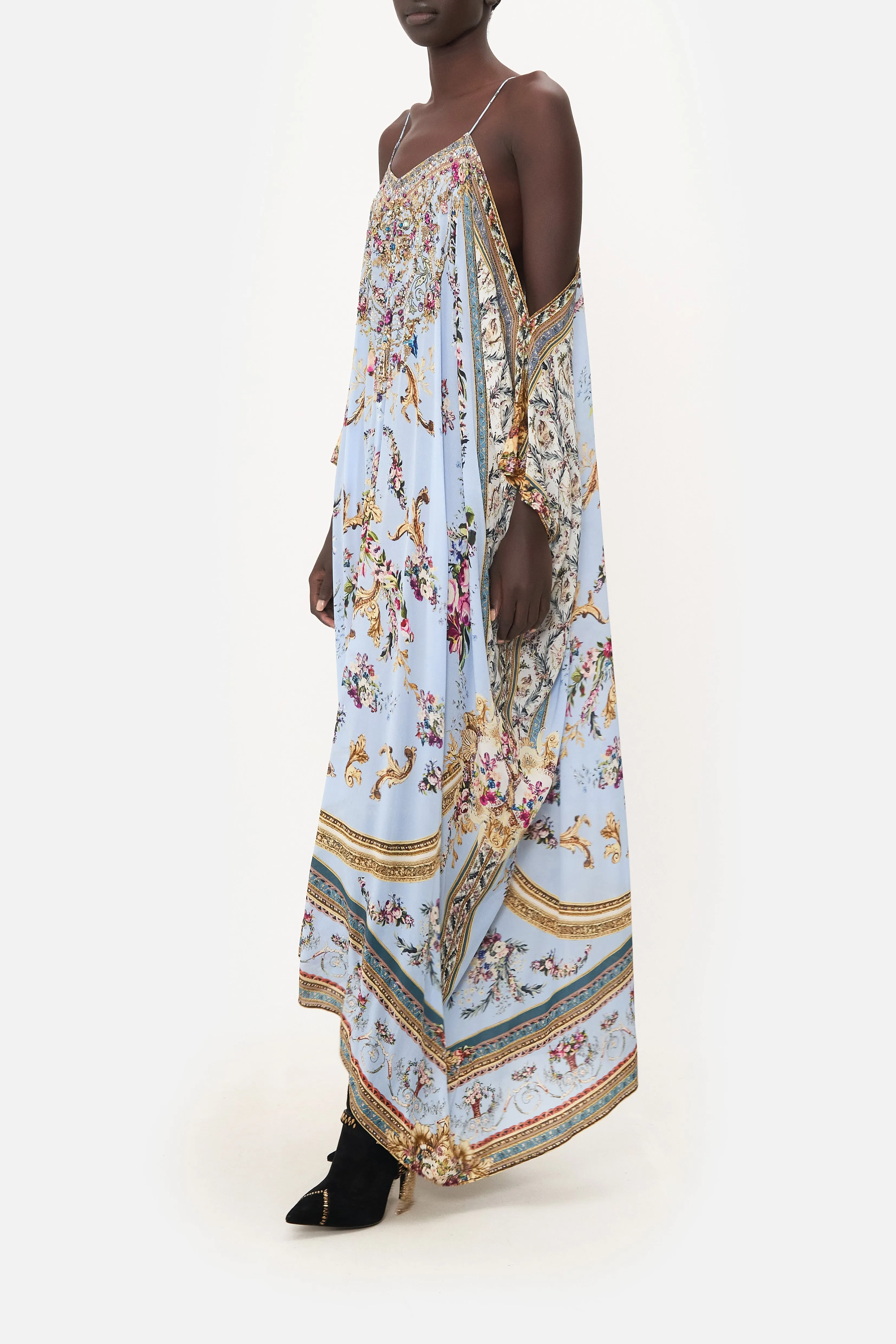 SHOESTRING STRAP KAFTAN FLORAFUL