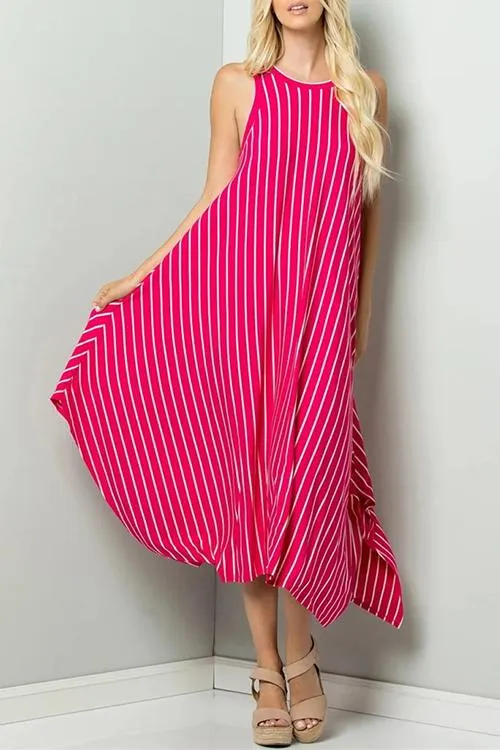 Stripe Sleeveless Maxi Dress