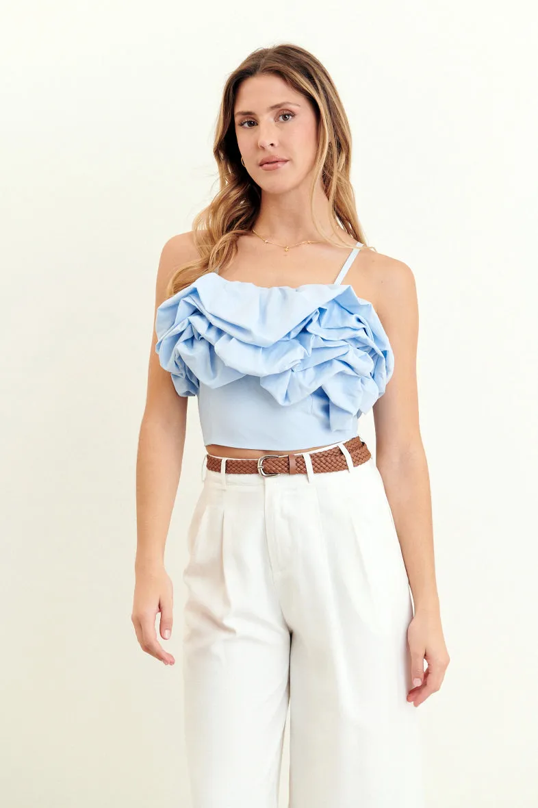 THE ULTIMATE RUFFLED CROP TOP - BABY BLUE