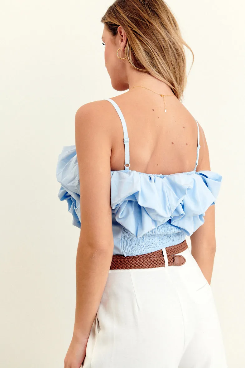 THE ULTIMATE RUFFLED CROP TOP - BABY BLUE