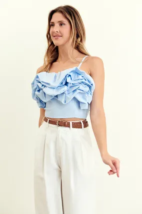 THE ULTIMATE RUFFLED CROP TOP - BABY BLUE