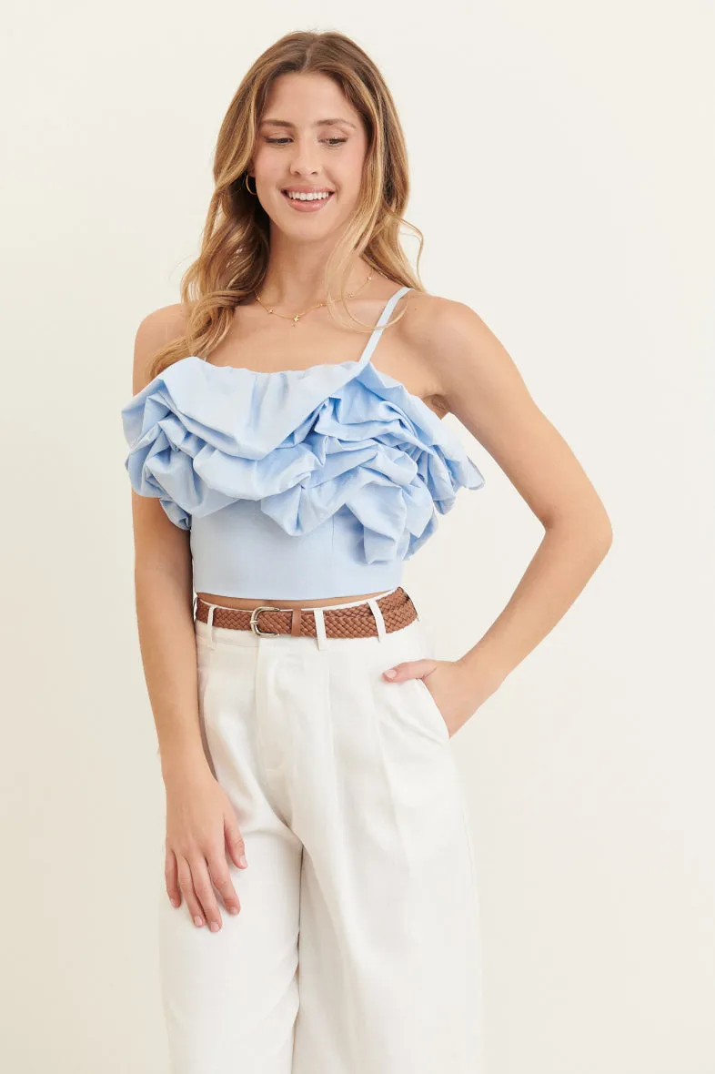 THE ULTIMATE RUFFLED CROP TOP - BABY BLUE