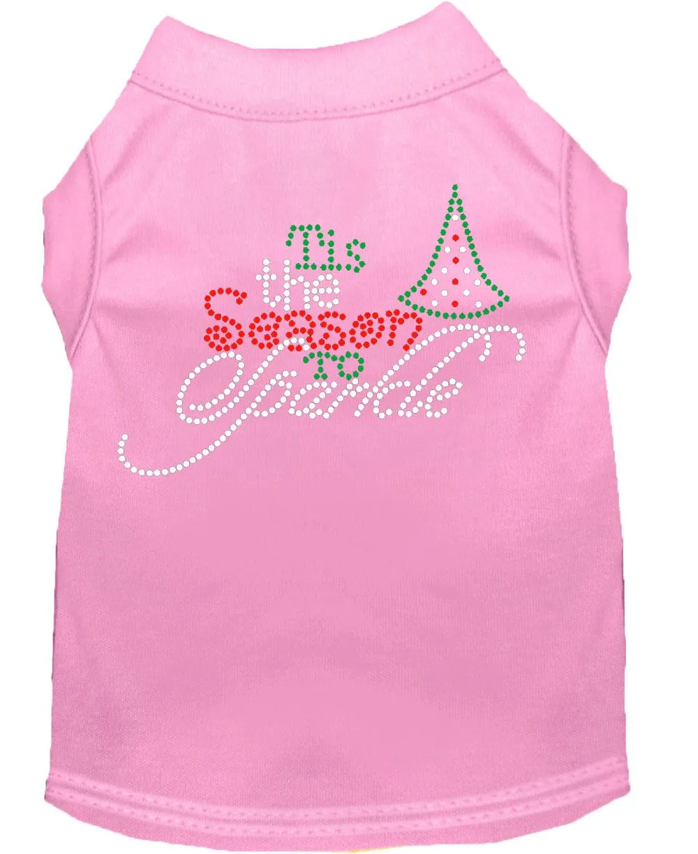 Tis The Season To Sparkle Rhinestone Dog Shirt Light Pink Lg (14)