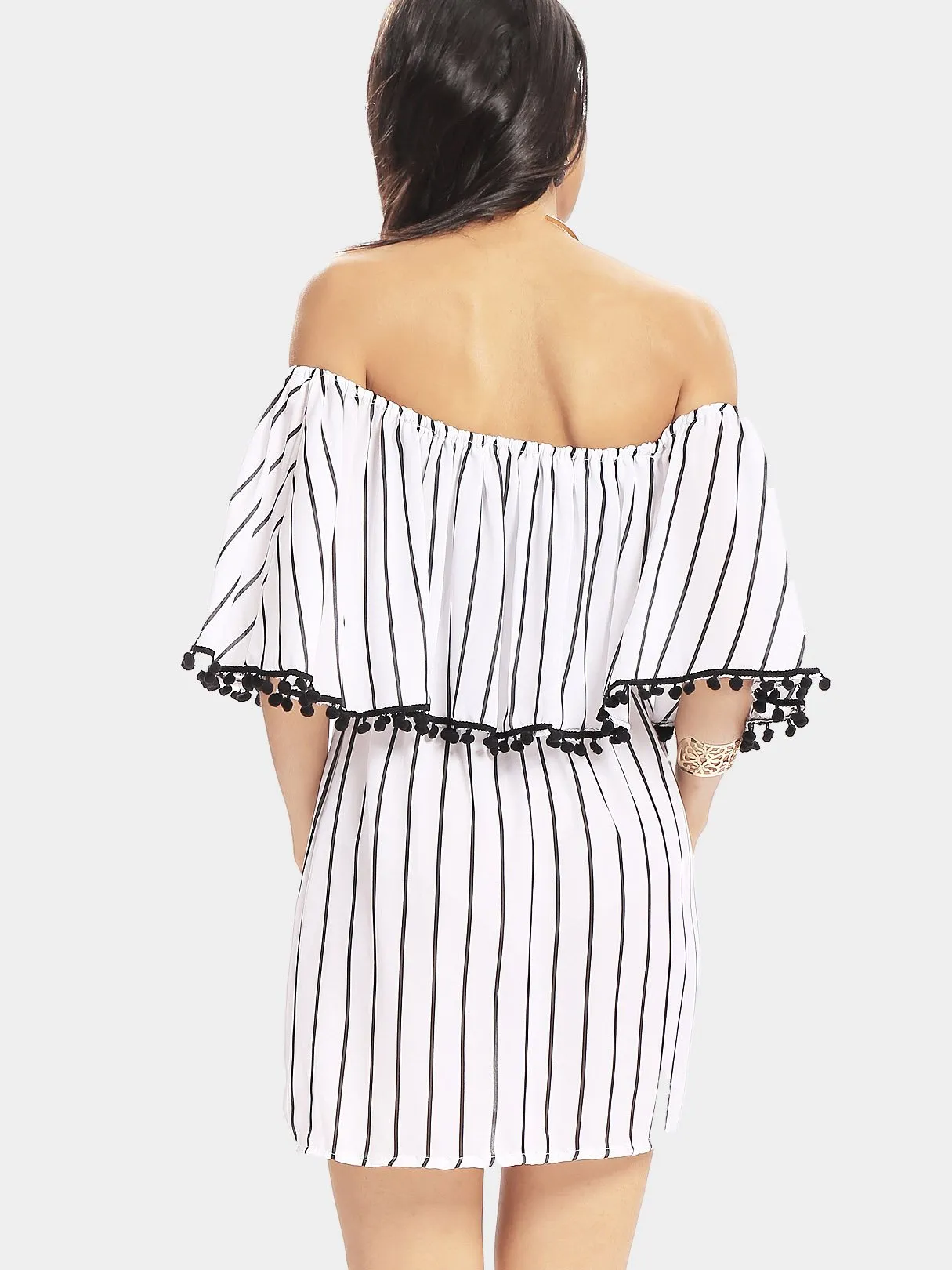 Wholesale Bateau Off The Shoulder Stripe Dresses