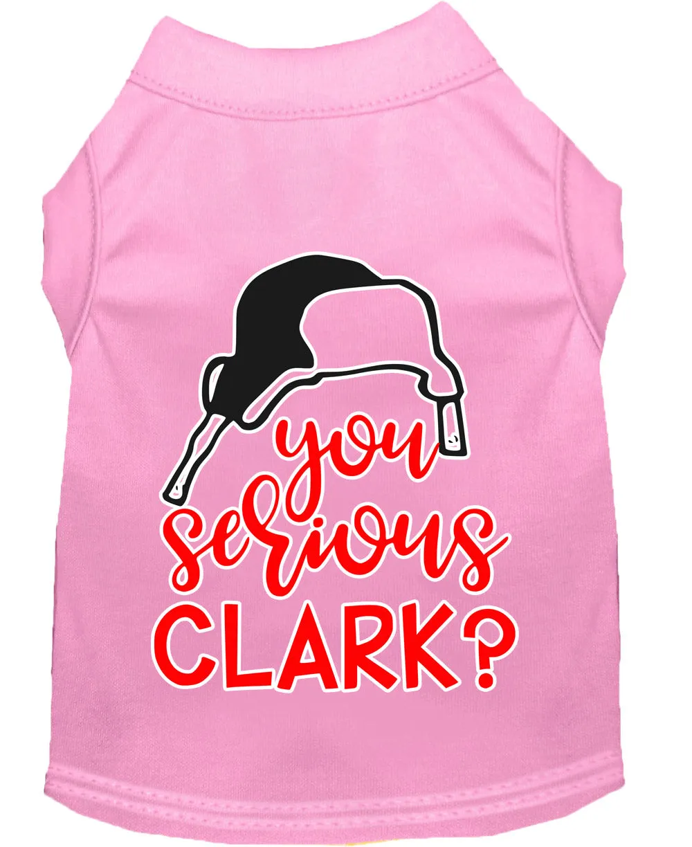 You Serious Clark? Screen Print Dog Shirt Light Pink Xxl